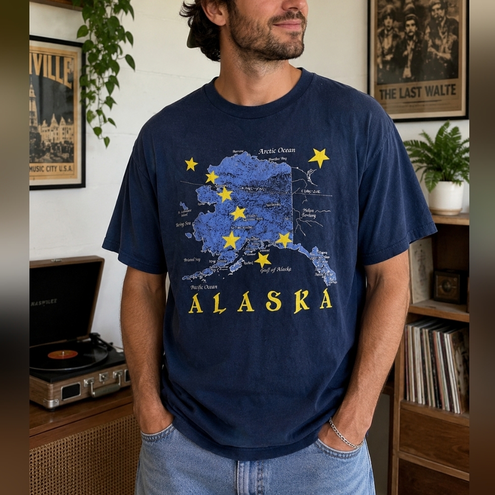 Vintage Alaska Graphic T Shirt XL Tennessee River Blue Tourist Travel Tee